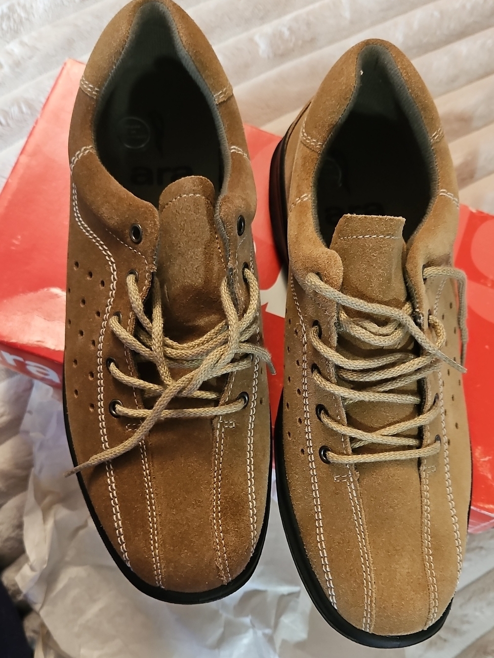 Ara Men's Suede Lace-Up Loafers in Tan
